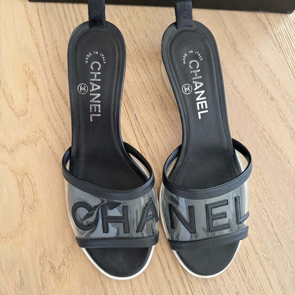 Chanel Black PVC Sandals